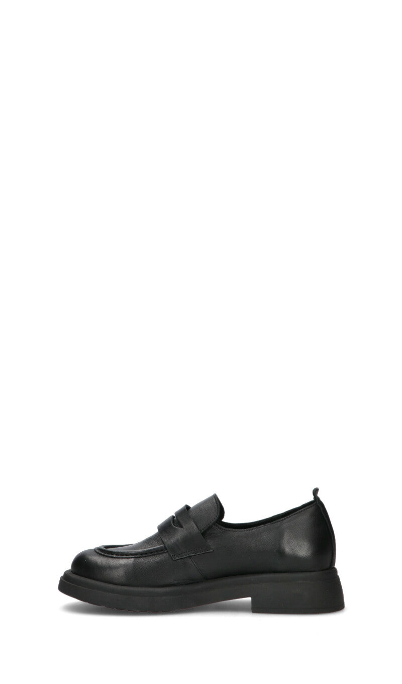 BUENO Mocassino donna nero in pelle