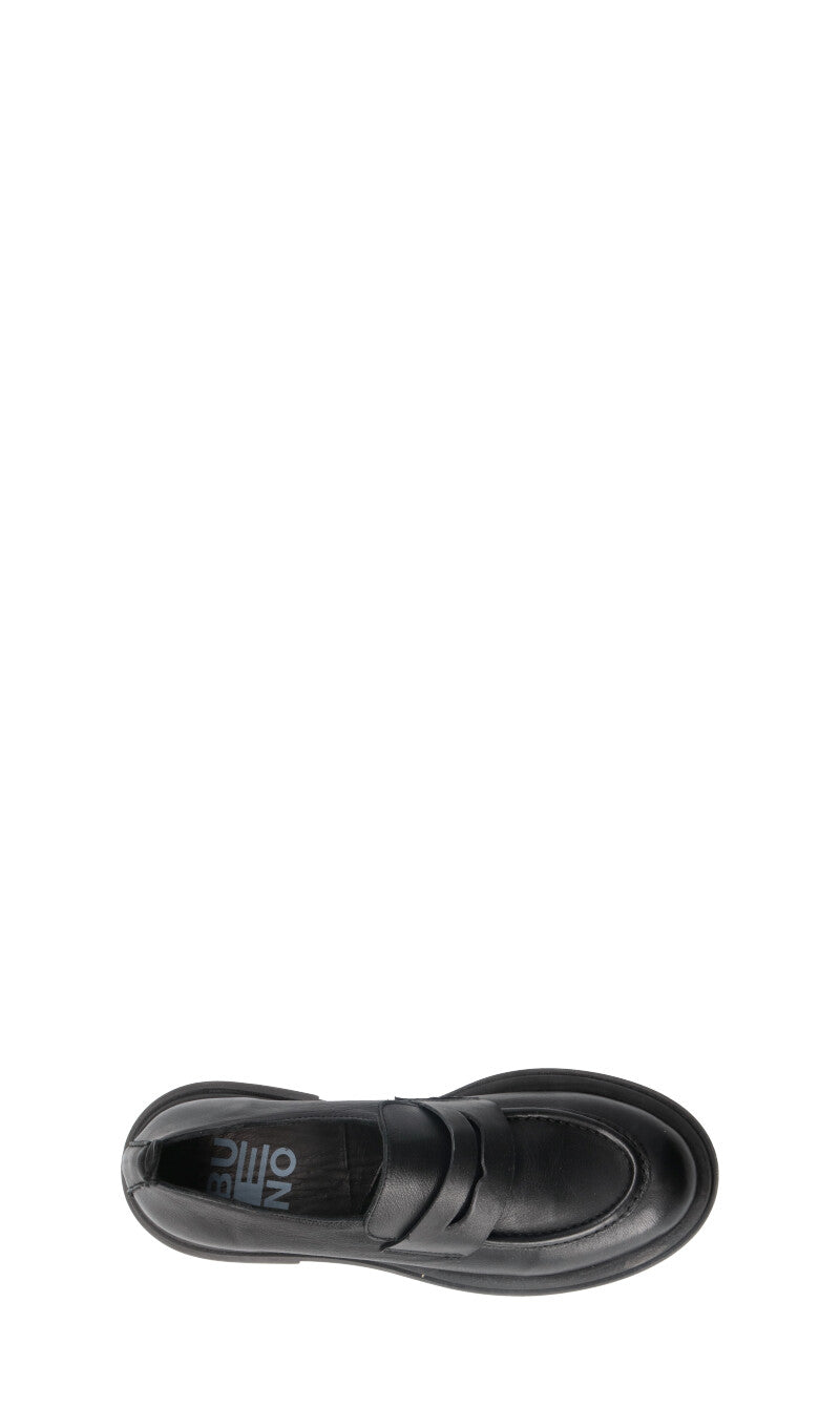 BUENO Mocassino donna nero in pelle